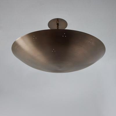 Two Enlighten Rey 20 Perforated Patinated Brass Dome Ceiling Lamp