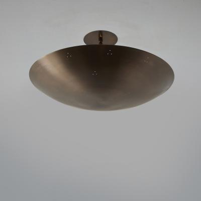 Two Enlighten Rey 20 Perforated Patinated Brass Dome Ceiling Lamp