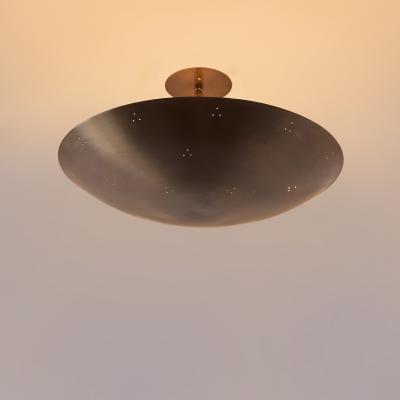 Two Enlighten Rey 20 Perforated Patinated Brass Dome Ceiling Lamp
