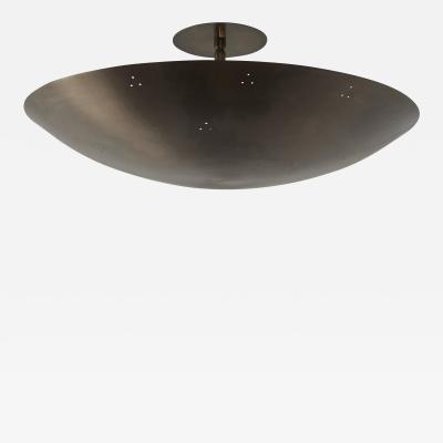 Two Enlighten Rey 20 Perforated Patinated Brass Dome Ceiling Lamp