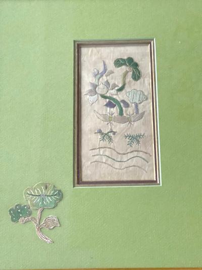 Two Framed Chinese Antique Textile Fragments Qing Dynasty Provenance