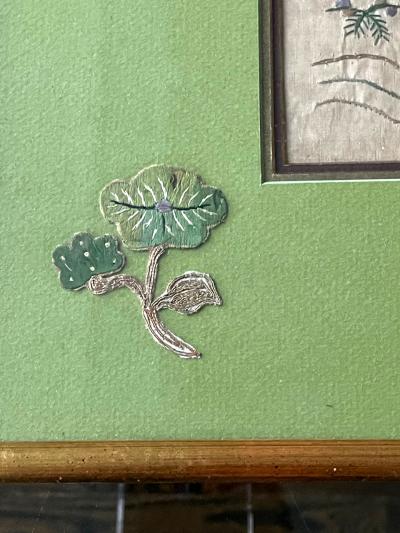 Two Framed Chinese Antique Textile Fragments Qing Dynasty Provenance