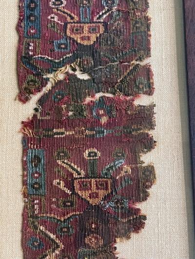 Two Framed Pre Columbian Textile Fragment Chancay Culture Peru