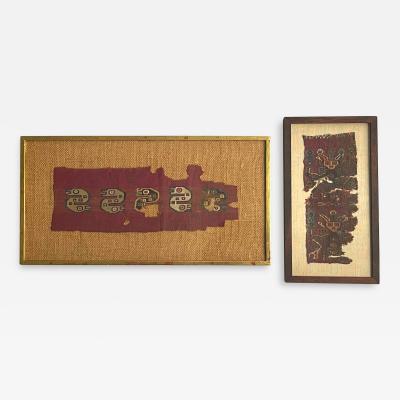 Two Framed Pre Columbian Textile Fragment Chancay Culture Peru