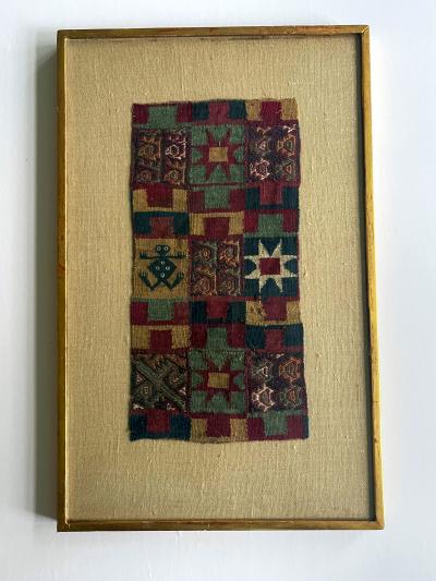 Two Framed Pre Columbian Textile Fragments Inca Culture Peru