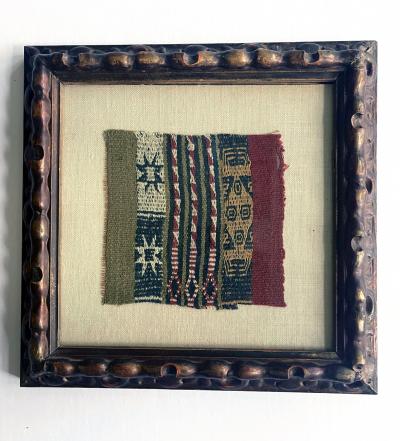 Two Framed Pre Columbian Textile Fragments Inca Culture Peru