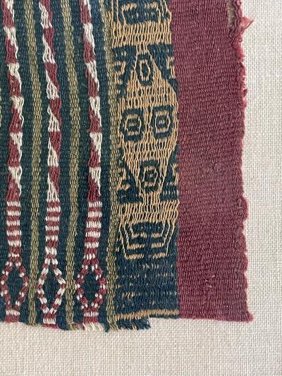 Two Framed Pre Columbian Textile Fragments Inca Culture Peru