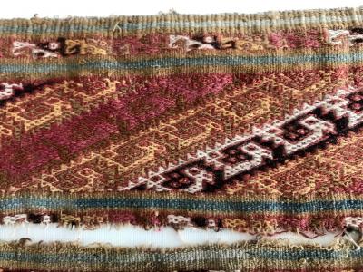 Two Framed Pre Columbian Textile Fragments and Tools