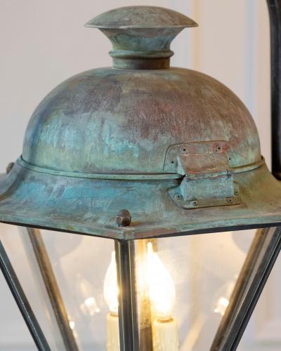 Two French Hexagonal Copper Lantern with Domed Top