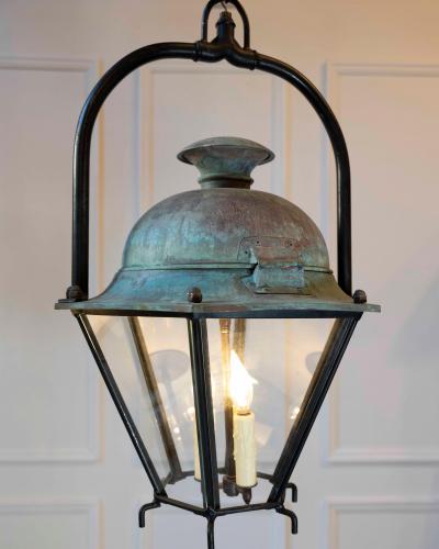 Two French Hexagonal Copper Lantern with Domed Top