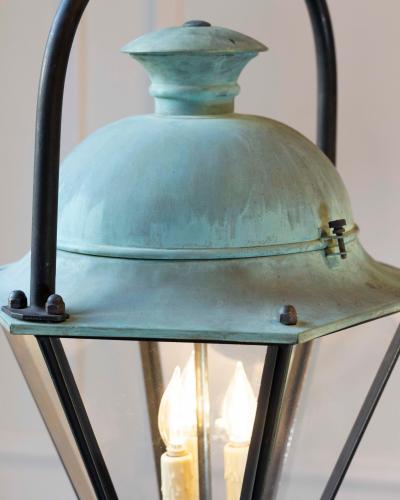 Two French Hexagonal Copper Lantern with Domed Top