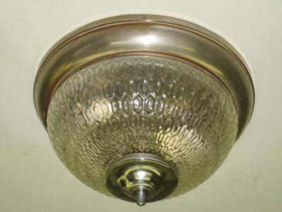 Two French Mid Century Textured Glass Flush Mount Fixtures