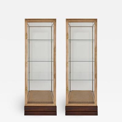Two French burnished brass Art Deco vitrines