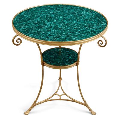 Two French malachite and gilt bronze circular side tables