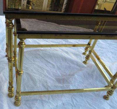Two Golden Metal Nesting Tables