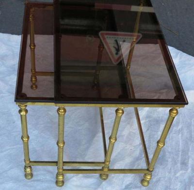 Two Golden Metal Nesting Tables