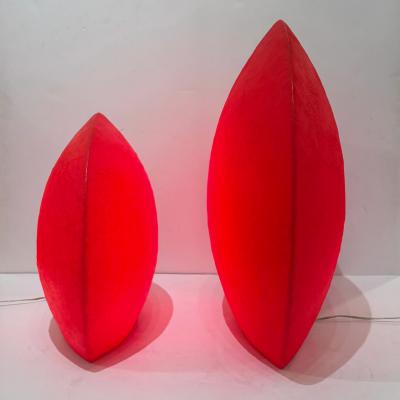 Two Illuminated Elliptical EGGO Table Lamps by Monica Lipkin Belgium