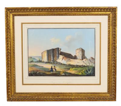 Two Italian Grand Tour Gouaches of Ancient Temples