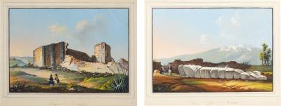 Two Italian Grand Tour Gouaches of Ancient Temples