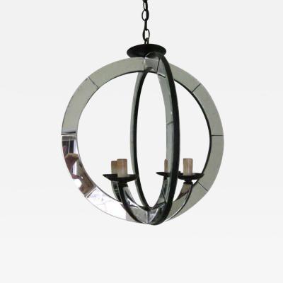 Two Italian Mid Century Modern Style Astrolabe Mirrored Pendants Chandeliers