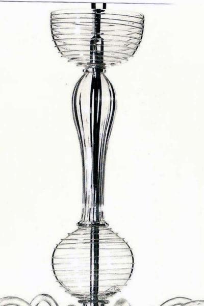 Two Italian Midcentury Style Clear Murano Venetian Glass Ten Arm Chandeliers