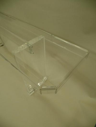 Two Large French Mid Century Modern Lucite Consoles or Sofa Tables