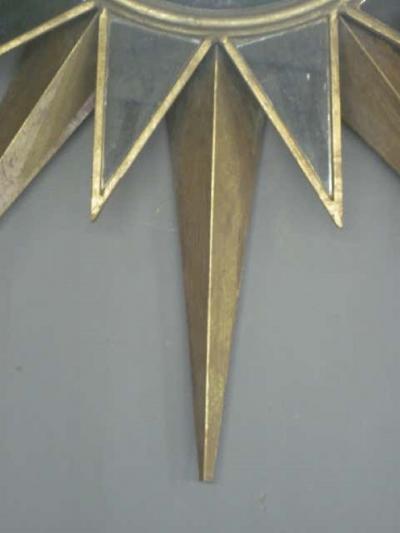 Two Large French Mid Century Modern Style Gilt Iron Mirrored Sunburst Mirrors