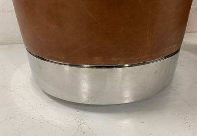 Two Modern Leather and Chrome Stools