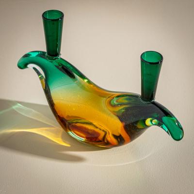 Two Murano Glass Candleholders by Flavio Poli for Seguso Italy