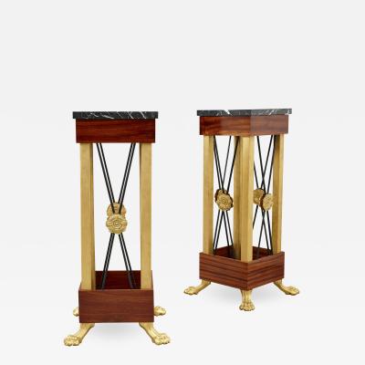 Two Neoclassical Empire Style Bronze and Marble Pedestals