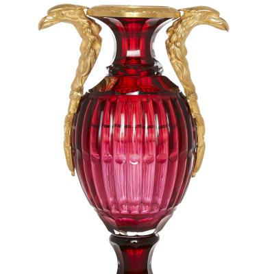 Two Neoclassical Style Russian Cut Glass and Ormolu Vases
