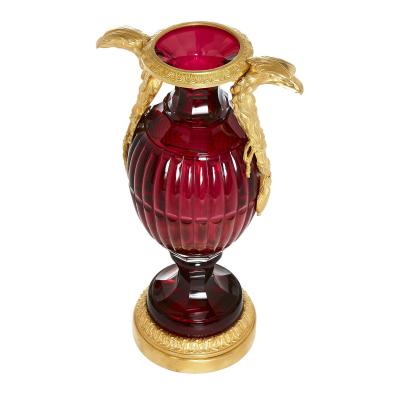 Two Neoclassical Style Russian Cut Glass and Ormolu Vases