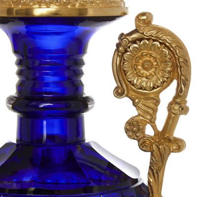 Two Neoclassical Style Russian Cut Glass and Ormolu Vases