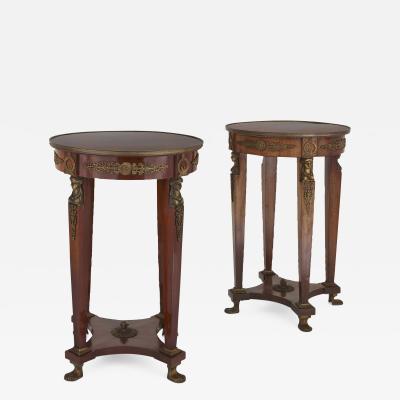 Two Neoclassical style wooden gu ridons with gilt bronze mounts