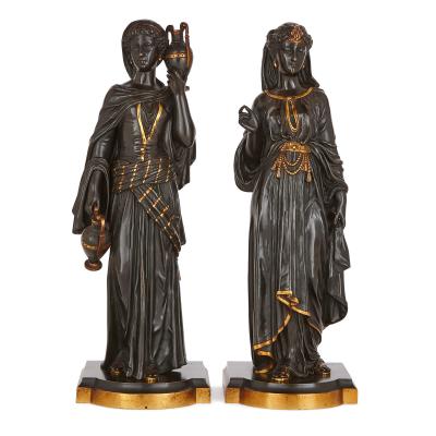Two Orientalist gilt and patinated bronze sculptures after Bergman