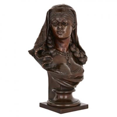 Two Orientalist spelter busts of female figures