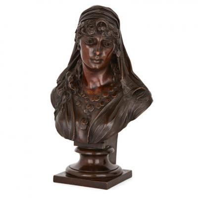 Two Orientalist spelter busts of female figures