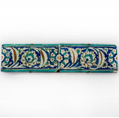 Two Ottoman Iznik border tiles circa 1600