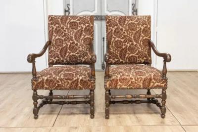 Two Pairs of 20th Century French Arm Chairs