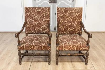 Two Pairs of 20th Century French Arm Chairs