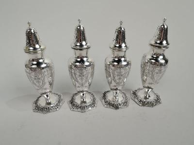 Two Pairs of Antique Edwardian Regency Salt Pepper Shakers