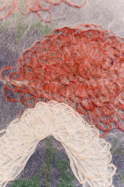 Two Panel Screen Chrysanthemums Through the Mist Rare Obara Paper Art Screen