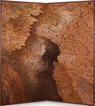 Two Panel Screen White Tiger Grotto