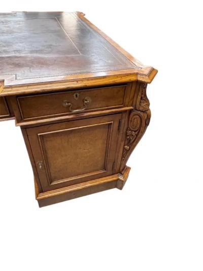 Two Pedestal Leather to Desk English Oak 19th Century