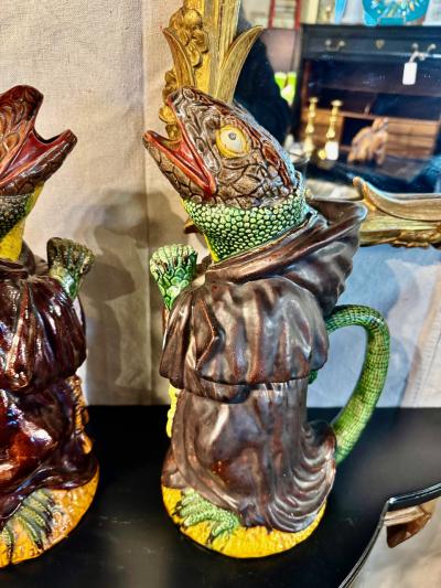 Two Portuguese Caldas da Reina Majolica Jugs