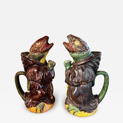 Two Portuguese Caldas da Reina Majolica Jugs