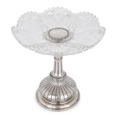 Two Russian cut glass and silver centrepiece tazze