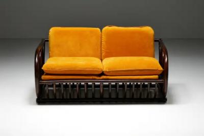 Two Seater Italian Bamboo Bench 1970s