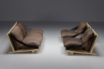 Two Seater Sofa Lacquer Leather 1970s