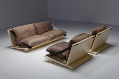 Two Seater Sofa Lacquer Leather 1970s